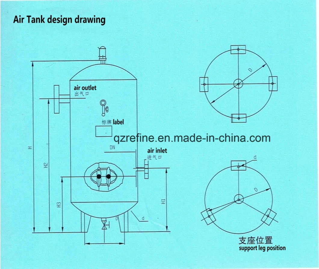 KAISHAN 2000L-10BAR High Pressure Vertical Air tank For Air Compressor